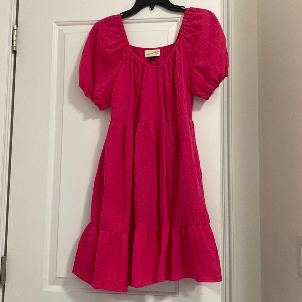 NWOT Pink Babydoll Puff Slv Dress XS